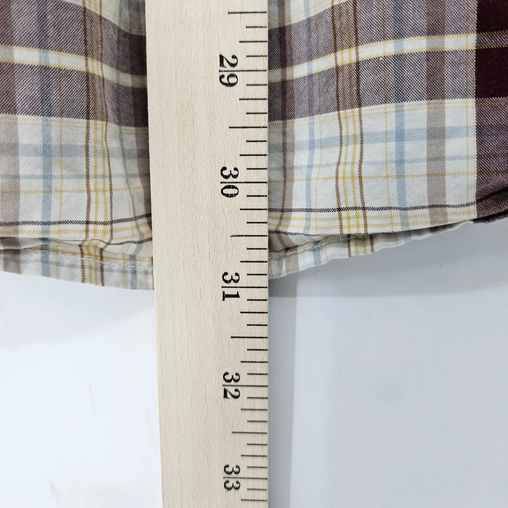 Carhartt Shirt Mens Large Button Down Brown Plaid Short Sleeve Workwear‎